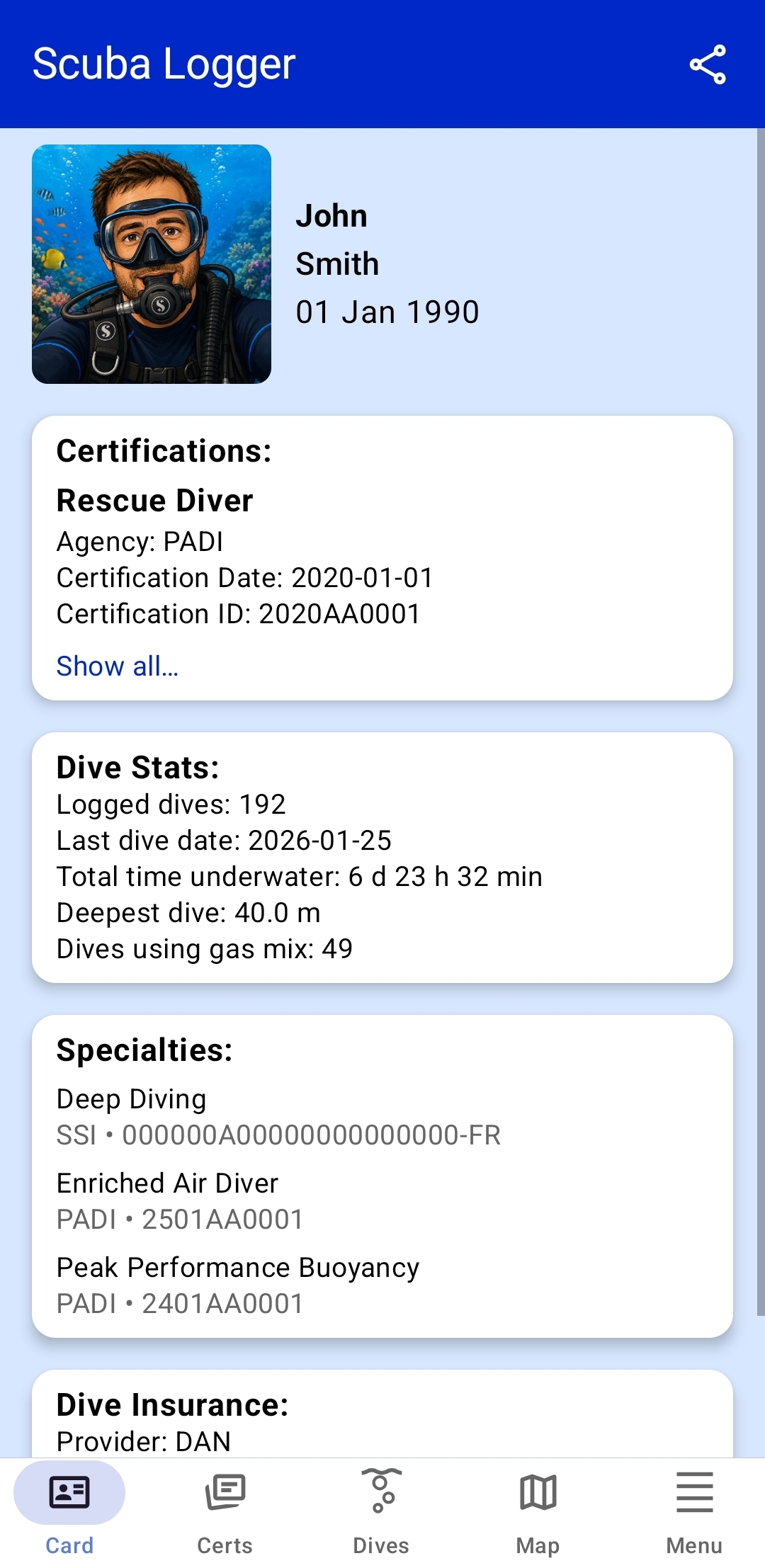 Scuba Logger app screenshot 1